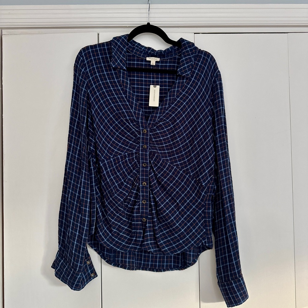 Pilcro Blue Plaid Button-Down Shirt